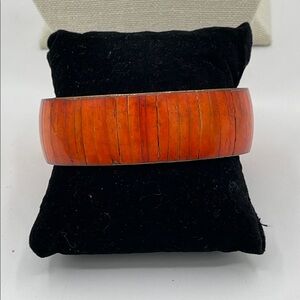 3.25.26-2 Vintage Orange Inlays Thick Bangle Bracelet